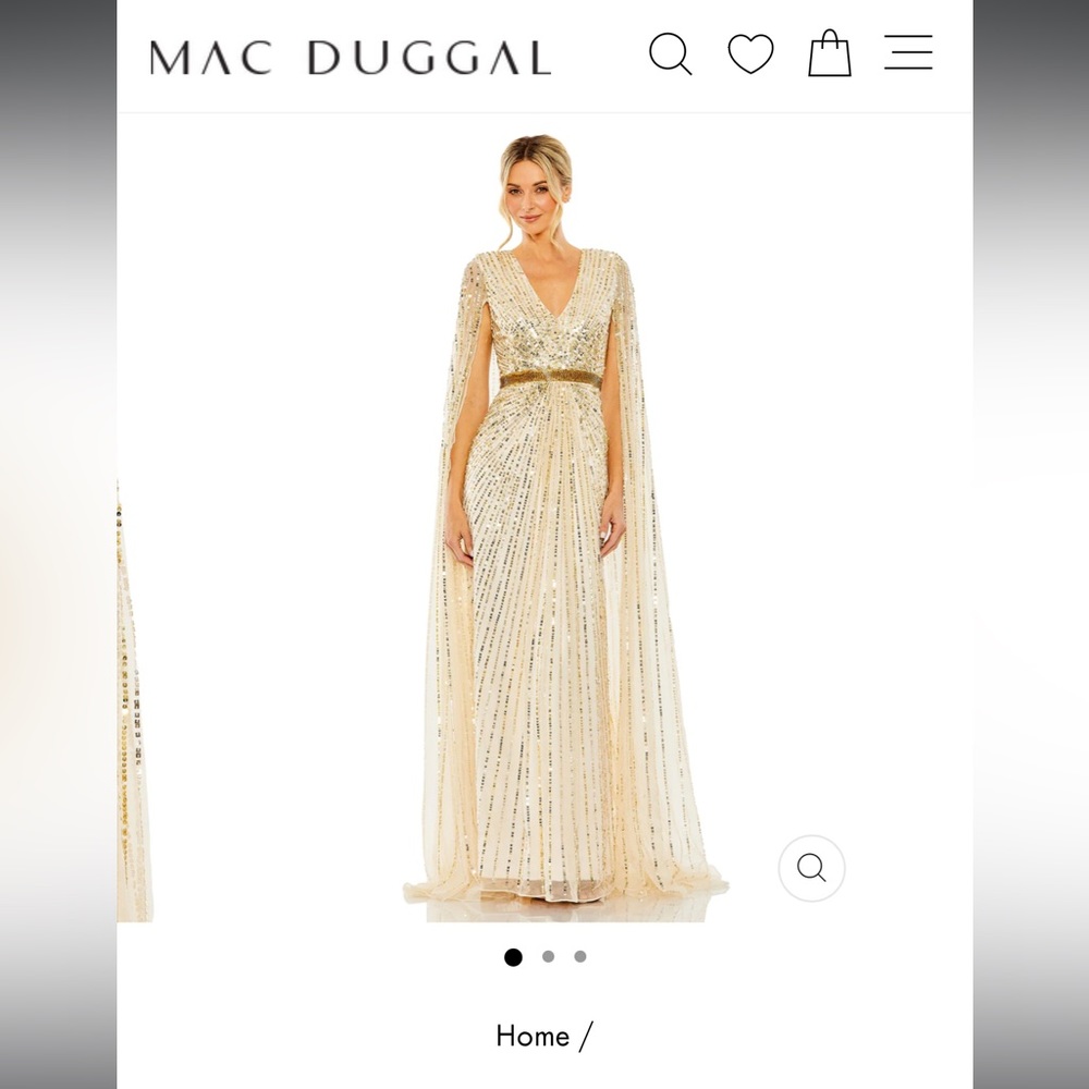 Mac Duggal V Neck Sequin Dress with Cape Sleeves size 6